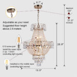 Luxury Gold Crystal Chandelier – 7-Light Modern Round K9 Crystal Pendant Light Fixture (17 Wide)