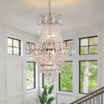 Luxury Gold Crystal Chandelier – 7-Light Modern Round K9 Crystal Pendant Light Fixture (17 Wide)
