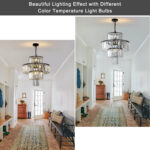 Modern 12-Light Black Crystal Chandelier – 4-Tier Round Luxury Pendant Light Fixture (20 Wide)