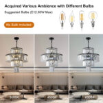 Modern 12-Light Black Crystal Chandelier – 4-Tier Round Luxury Pendant Light Fixture (20 Wide)