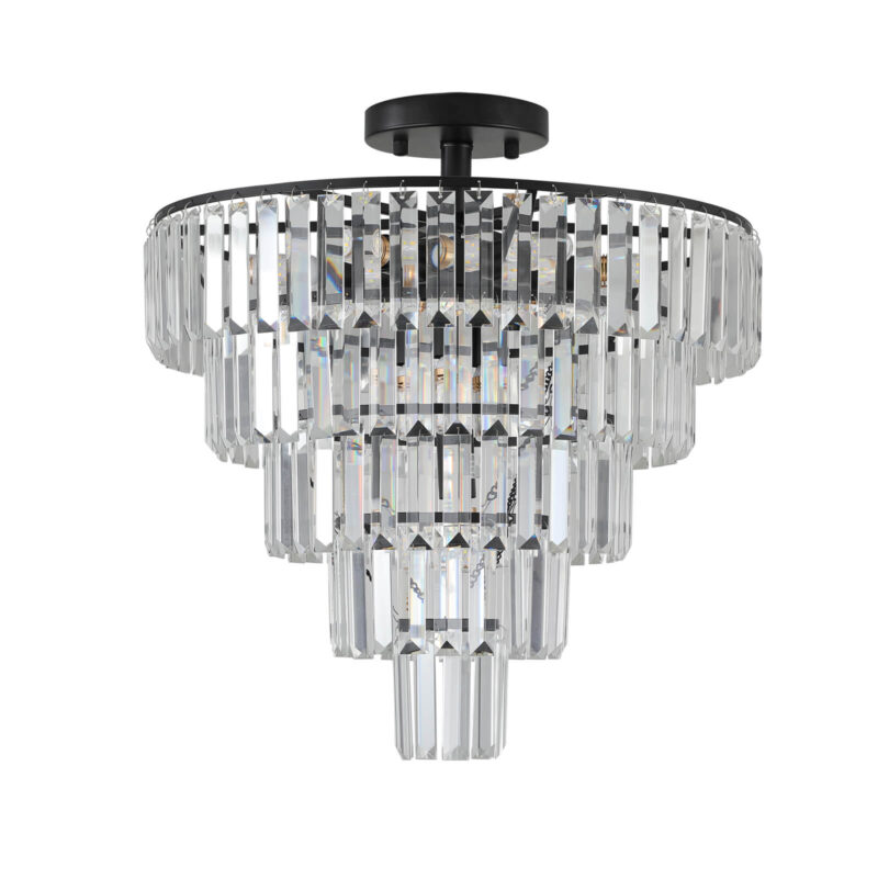 Sunpez 19.7 Modern 5-Tier K9 Crystal Chandeliers – 10-Light Luxury Flush Mount Ceiling Fixture