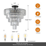Sunpez 19.7 Modern 5-Tier K9 Crystal Chandeliers – 10-Light Luxury Flush Mount Ceiling Fixture